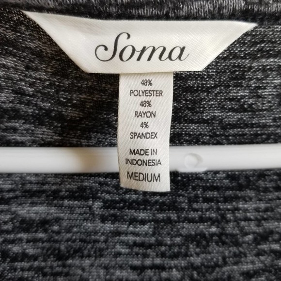 Soma Long Sleeve Faux Wrap Dress Gray M - Picture 3 of 5